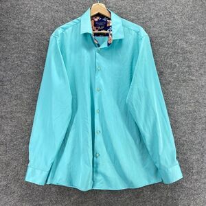 Suslo Couture Shirt Men XL Blue Button Up Collared Long Sleeve Modern Fit Solid